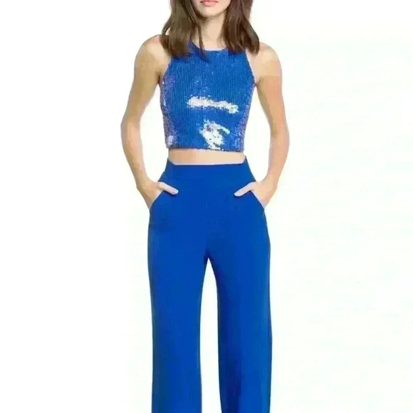 Dress the Population Ashton Pants Set Electric Blue size L NWT - Picture 1 of 11